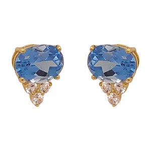 Brincos Ouro 18K, Topázios E Safiras