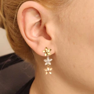 Brincos Ouro 18K Três Cores