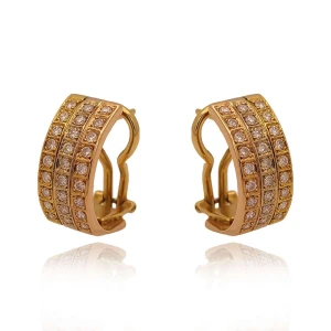 Brincos Ouro 18K Três Cores E Diamantes