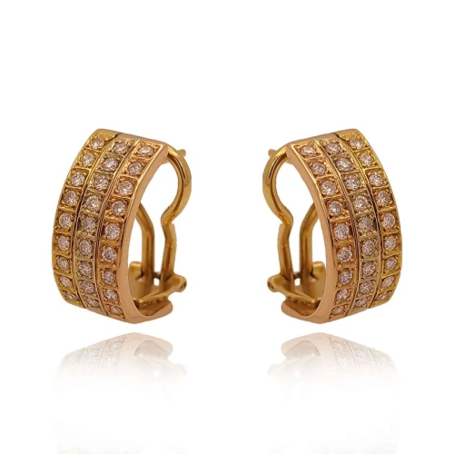 Brincos Ouro 18K Três Cores E Diamantes