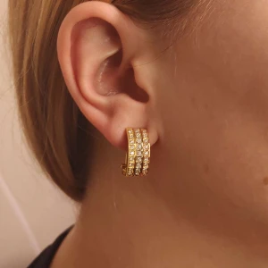 Brincos Ouro 18K Três Cores E Diamantes