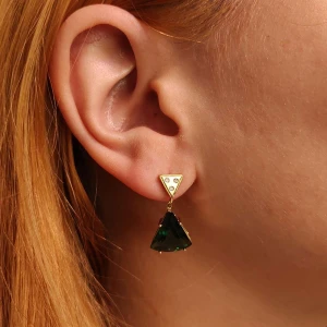 Brincos Ouro 18K, Turmalinas E Diamantes