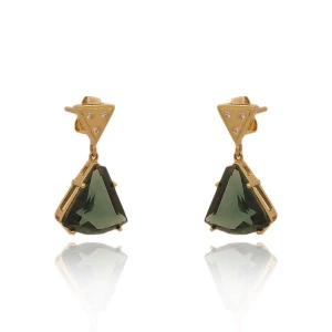 Brincos Ouro 18K, Turmalinas E Diamantes