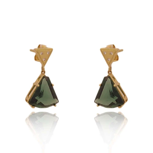 Brincos Ouro 18K, Turmalinas E Diamantes