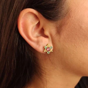 Brincos Ouro 18K, Turmalinas E Rubelitas