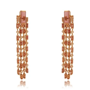 Brincos Ouro 18K, Turmalinas, Topázios E Diamantes