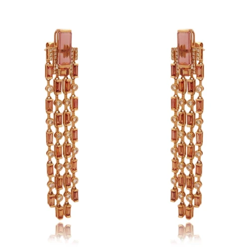 Brincos Ouro 18K, Turmalinas, Topázios E Diamantes