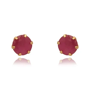 Brincos Ouro 18k E Rubis
