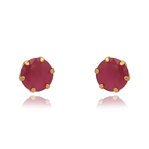 Brincos Ouro 18k E Rubis