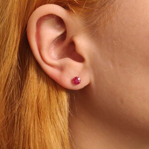 Brincos Ouro 18k E Rubis