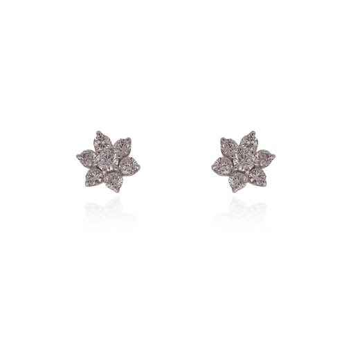 Brincos Ouro Branco 18K E Diamantes