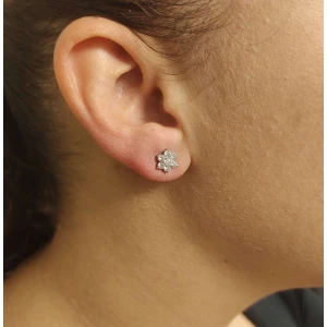 Brincos Ouro Branco 18K E Diamantes