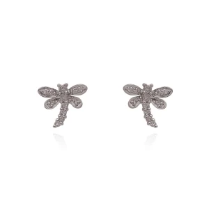 Brincos Ouro Branco 18K E Diamantes