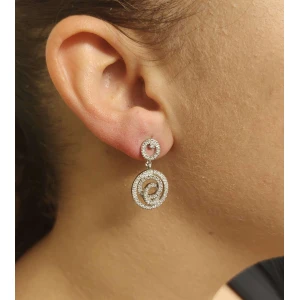 Brincos Ouro Branco 18K E Diamantes