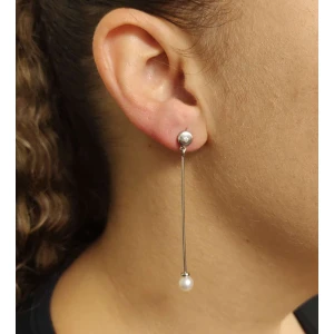Brincos Ouro Branco 18K, Pérolas E Diamantes