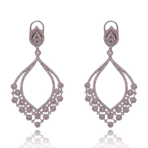 Brincos Ouro Branco E Diamantes Brincos Ouro Branco E Diamantes