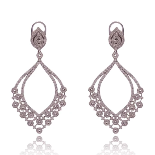 Brincos Ouro Branco E Diamantes