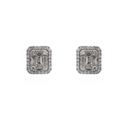 Brincos Ouro Branco E Diamantes