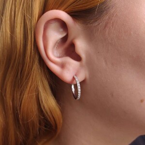 Brincos Ouro Branco E Diamantes