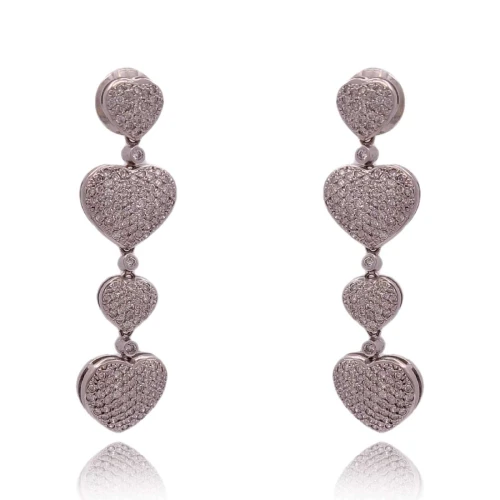 Brincos Ouro Branco E Diamantes