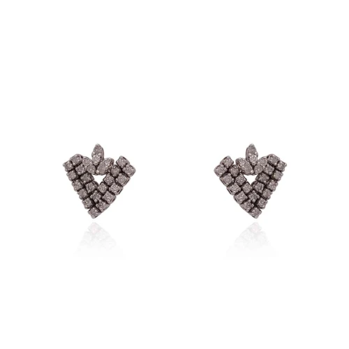Brincos Ouro Branco E Diamantes