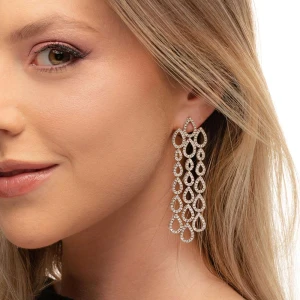 Brincos Ouro Branco E Diamantes