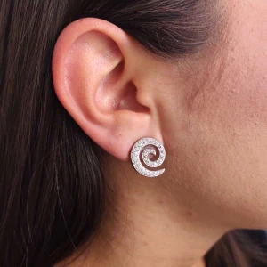 Brincos Ouro Branco E Diamantes