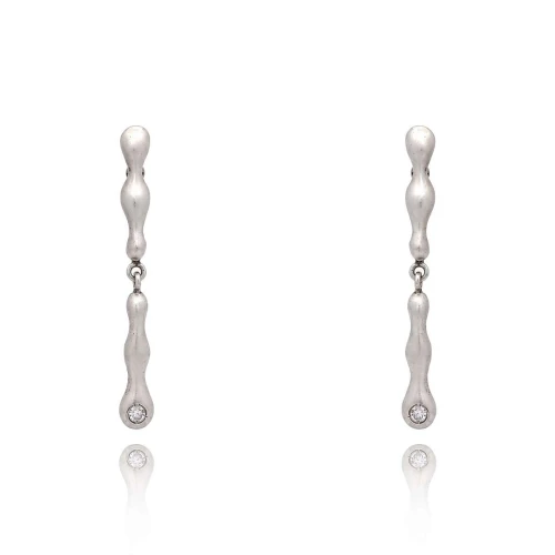 Brincos Ouro Branco E Diamantes