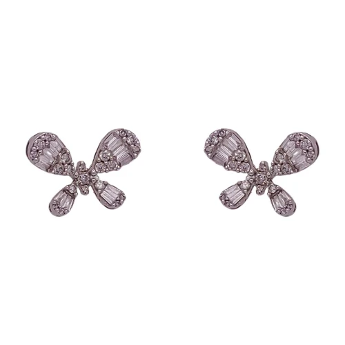 Brincos Ouro Branco E Diamantes