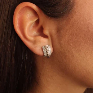 Brincos Ouro Branco E Diamantes