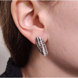 Brincos Ouro Branco E Diamantes