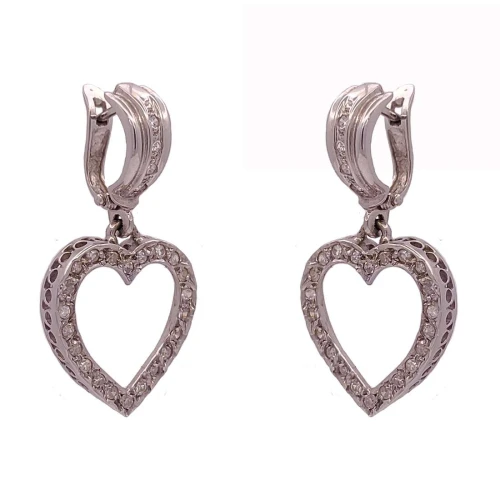 Brincos Ouro Branco E Diamantes