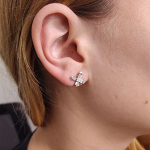 Brincos Ouro Branco E Diamantes