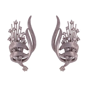 Brincos Ouro Branco E Diamantes