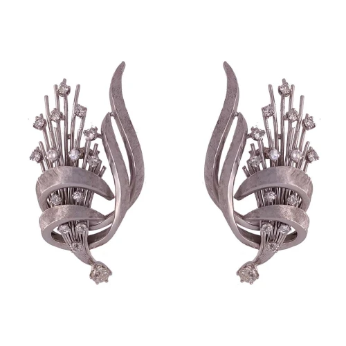 Brincos Ouro Branco E Diamantes