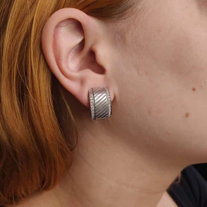 Brincos Ouro Branco E Diamantes