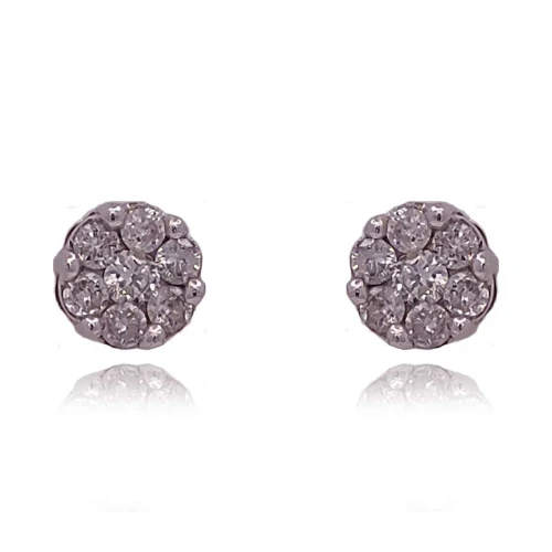 Brincos Ouro Branco E Diamantes