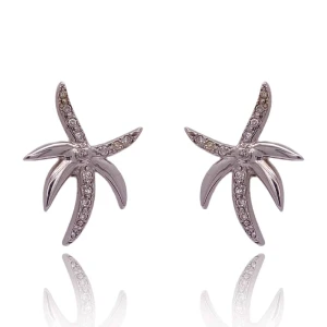 Brincos Ouro Branco E Diamantes