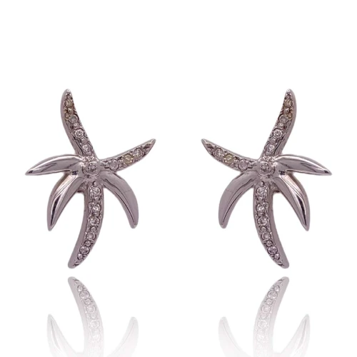 Brincos Ouro Branco E Diamantes