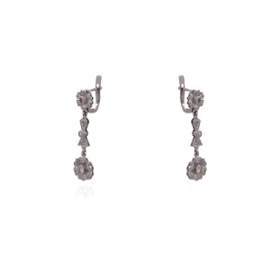 Brincos Ouro Branco E Diamantes
