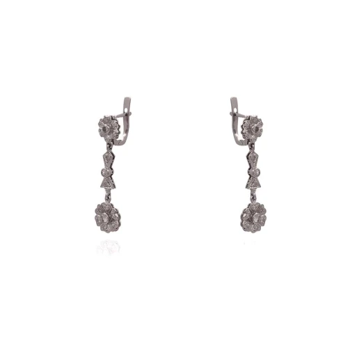 Brincos Ouro Branco E Diamantes