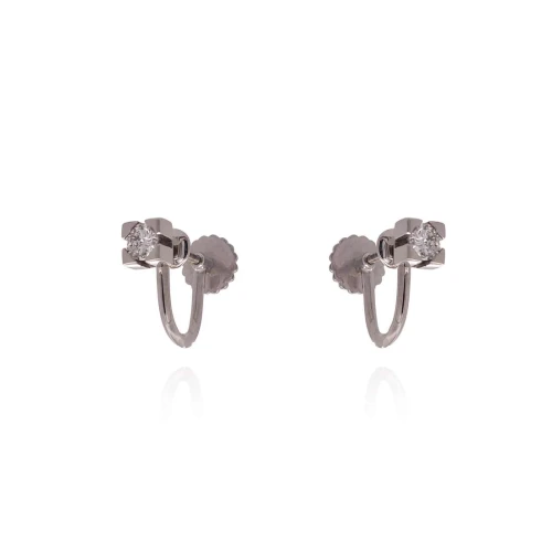 Brincos Ouro Branco E Diamantes