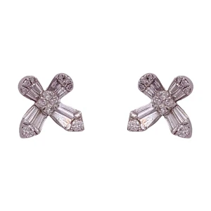 Brincos Ouro Branco E Diamantes