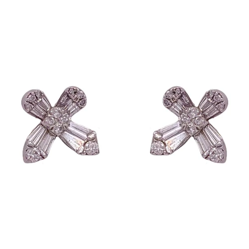 Brincos Ouro Branco E Diamantes
