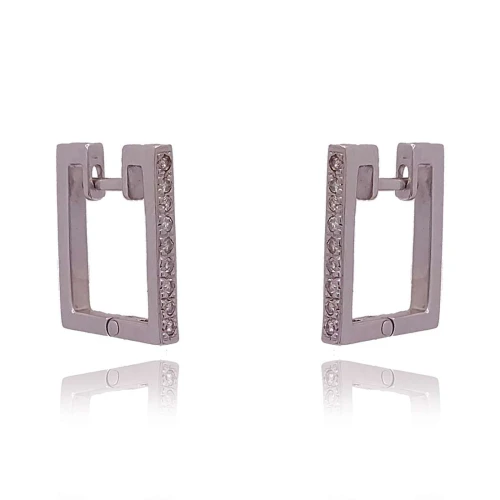 Brincos Ouro Branco E Diamantes