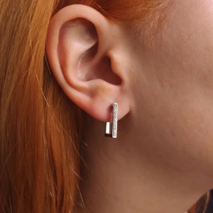 Brincos Ouro Branco E Diamantes