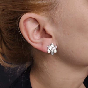 Brincos Ouro Branco E Diamantes