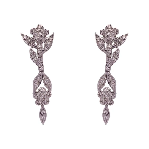 Brincos Ouro Branco E Diamantes