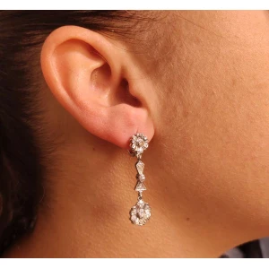 Brincos Ouro Branco E Diamantes