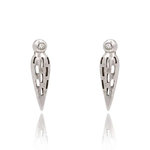 Brincos Ouro Branco E Diamantes